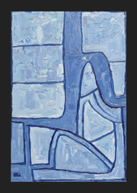 En harmonisk blå abstraktion skapar lugn och balans-5