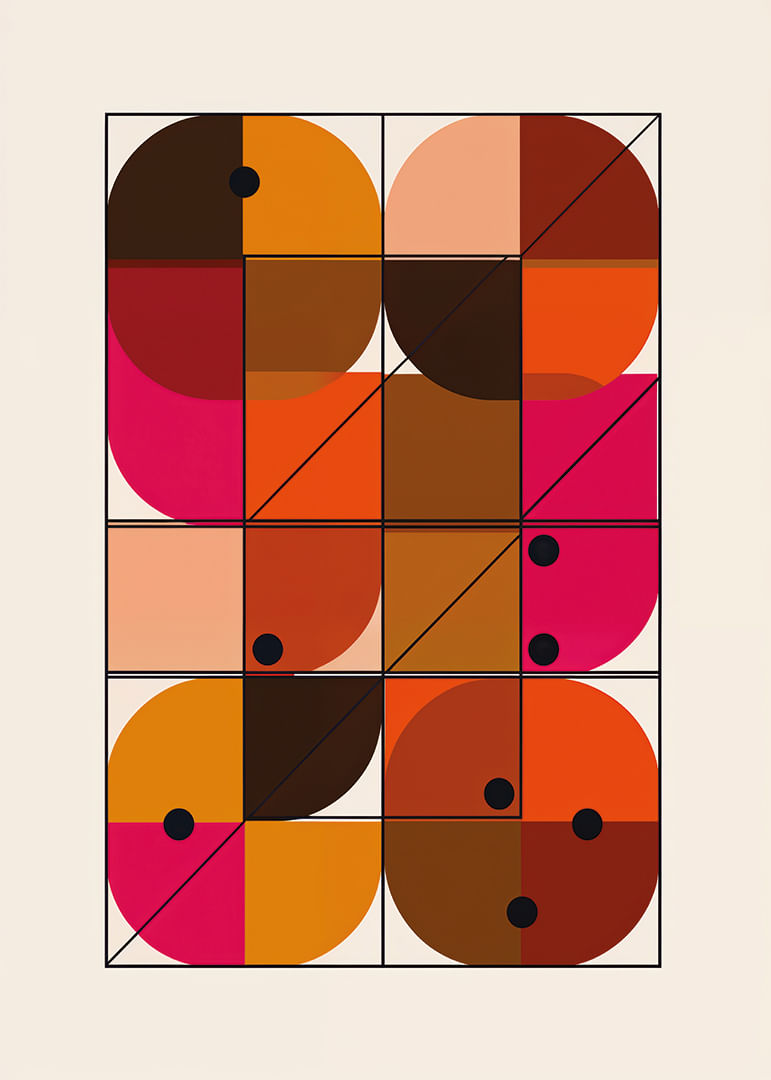 Farbenfrohe geometrische Formen in einem hypnotischen Tanz-12