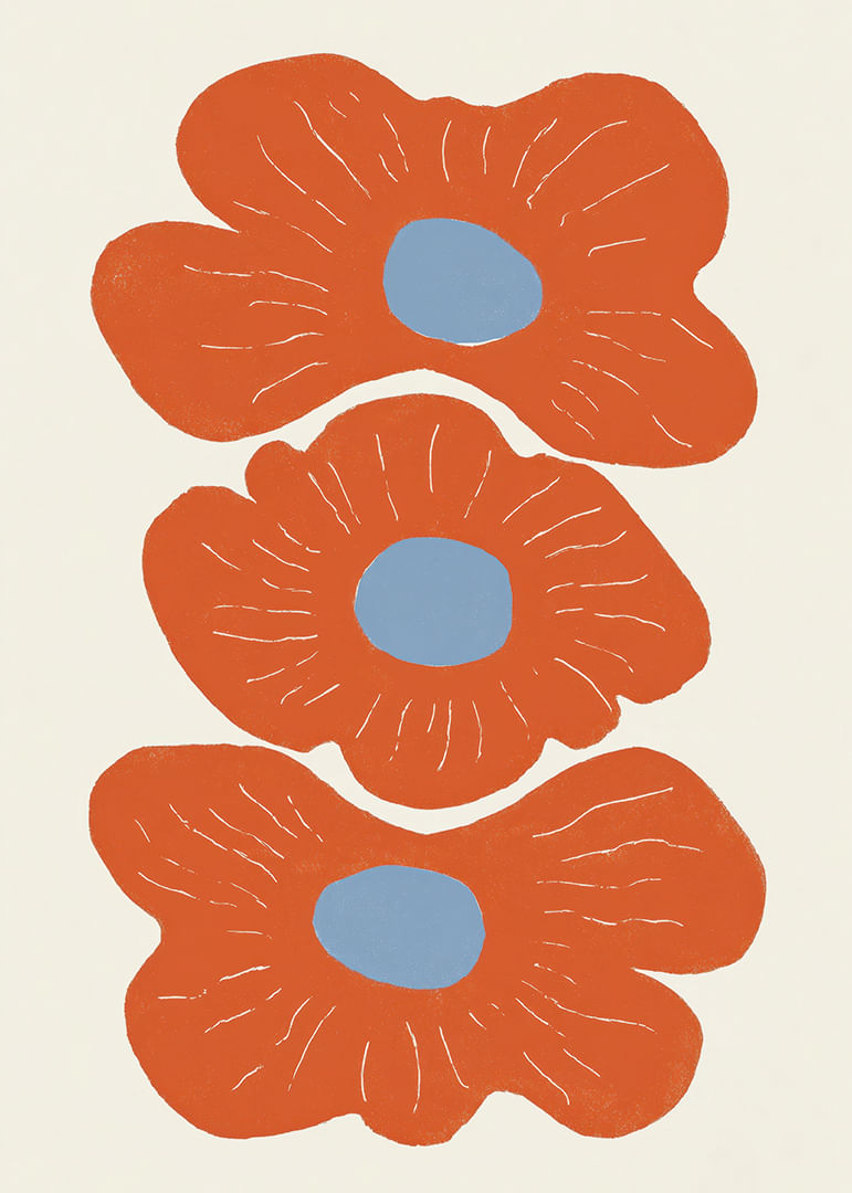 Drei leuchtende Blumen in warmen Farben verbreiten Freude.-12