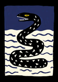 Una misteriosa serpiente se desliza entre las olas.-0