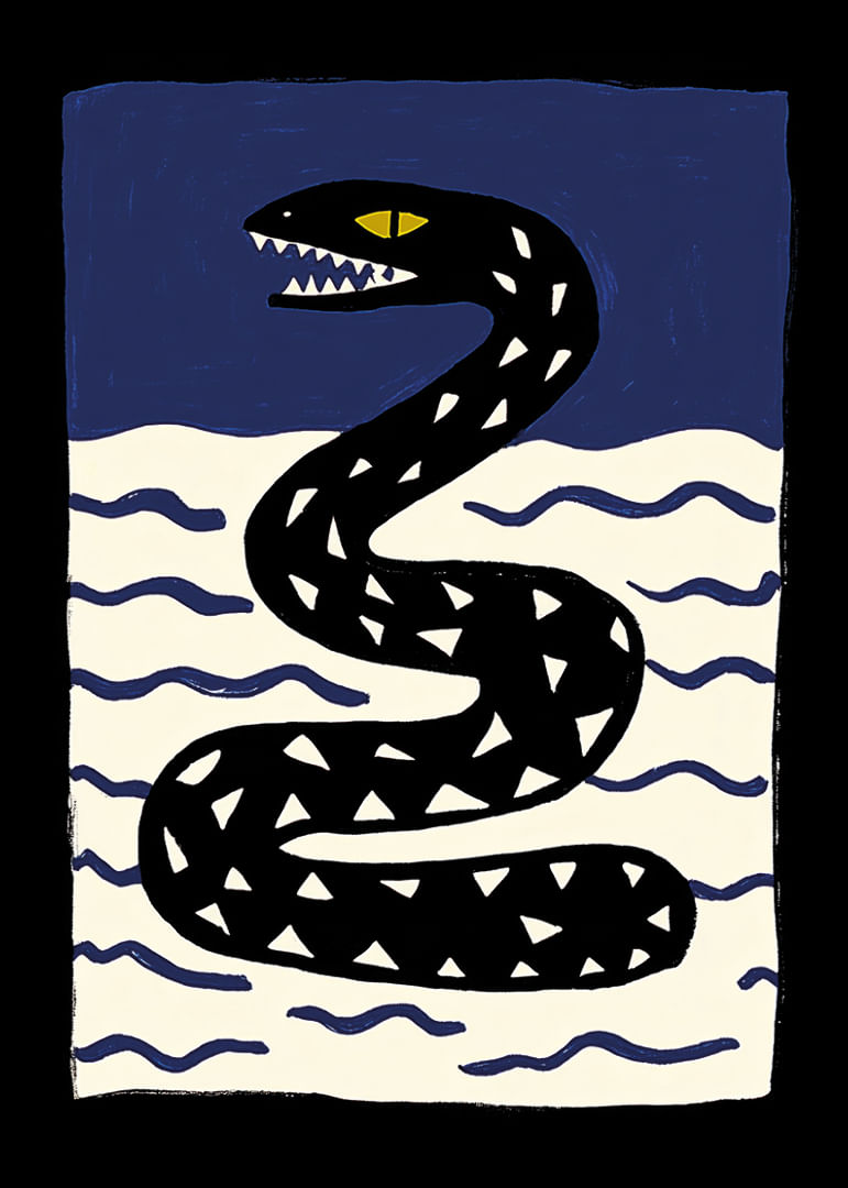 Una misteriosa serpiente se desliza entre las olas.-12