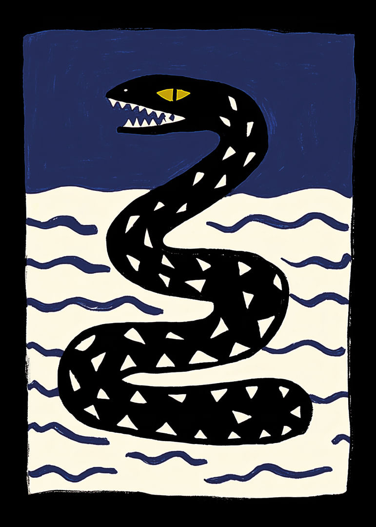 Una misteriosa serpiente se desliza entre las olas.-12