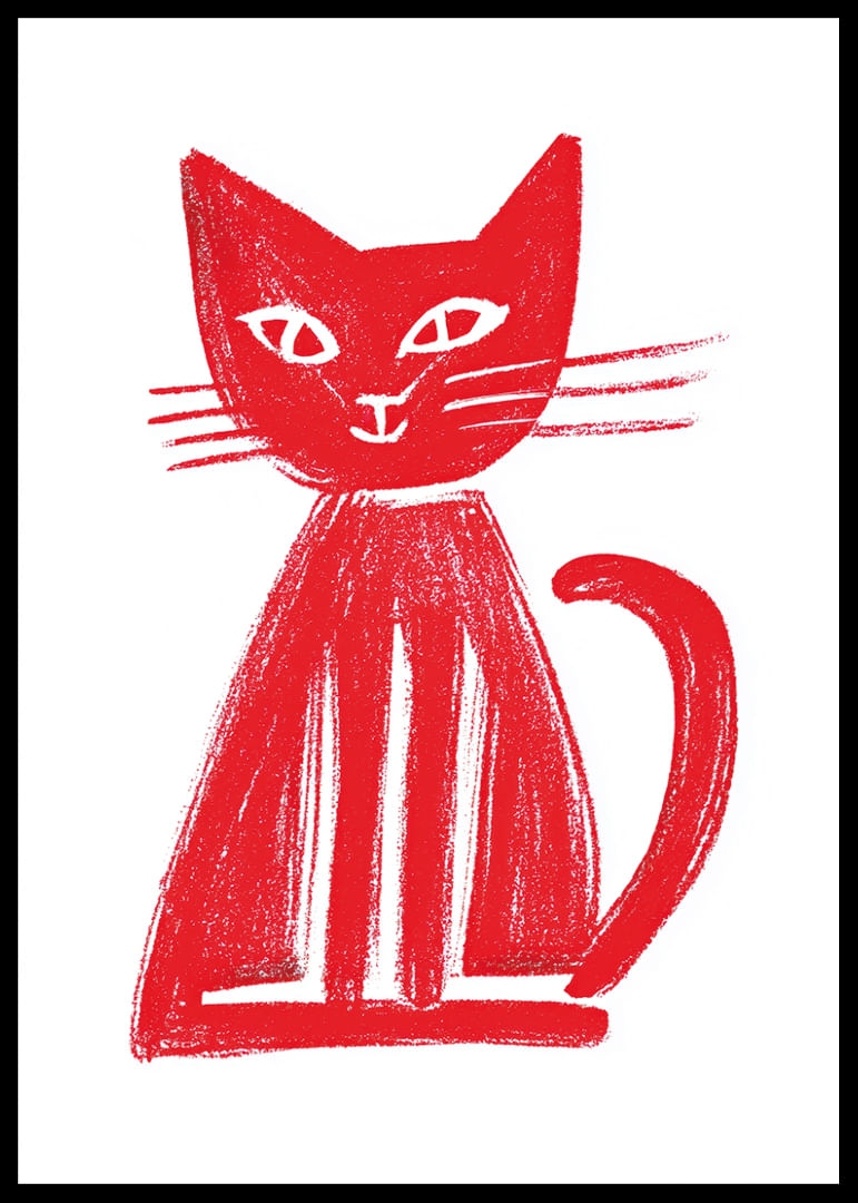 Stilizēts sarkans kaķis izstaro eleganci un šarmu.-12