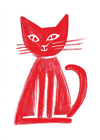 Stilizēts sarkans kaķis izstaro eleganci un šarmu.-3