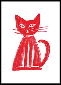 Stilizēts sarkans kaķis izstaro eleganci un šarmu.-0