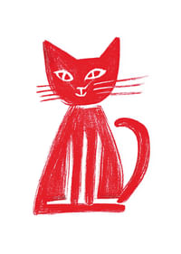 Stilizēts sarkans kaķis izstaro eleganci un šarmu.-1