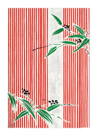 La elegancia de los brotes de bambú sobre líneas rojas crea armonía visual.-1