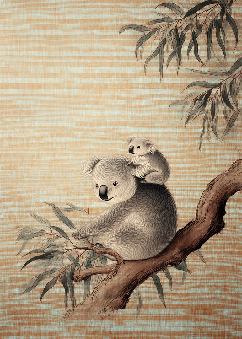 Zwei Koalas ruhen friedlich in einem Baum.-12