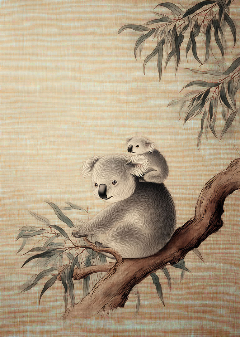 Due koala riposano pacificamente su un albero.-12