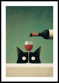 Un gatto misterioso è affascinato da un bicchiere di vino rosso.-0