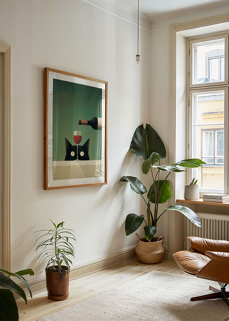 Un gatto misterioso è affascinato da un bicchiere di vino rosso.-12