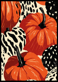 Vivace motivo di zucche e foglie nei colori autunnali.-2