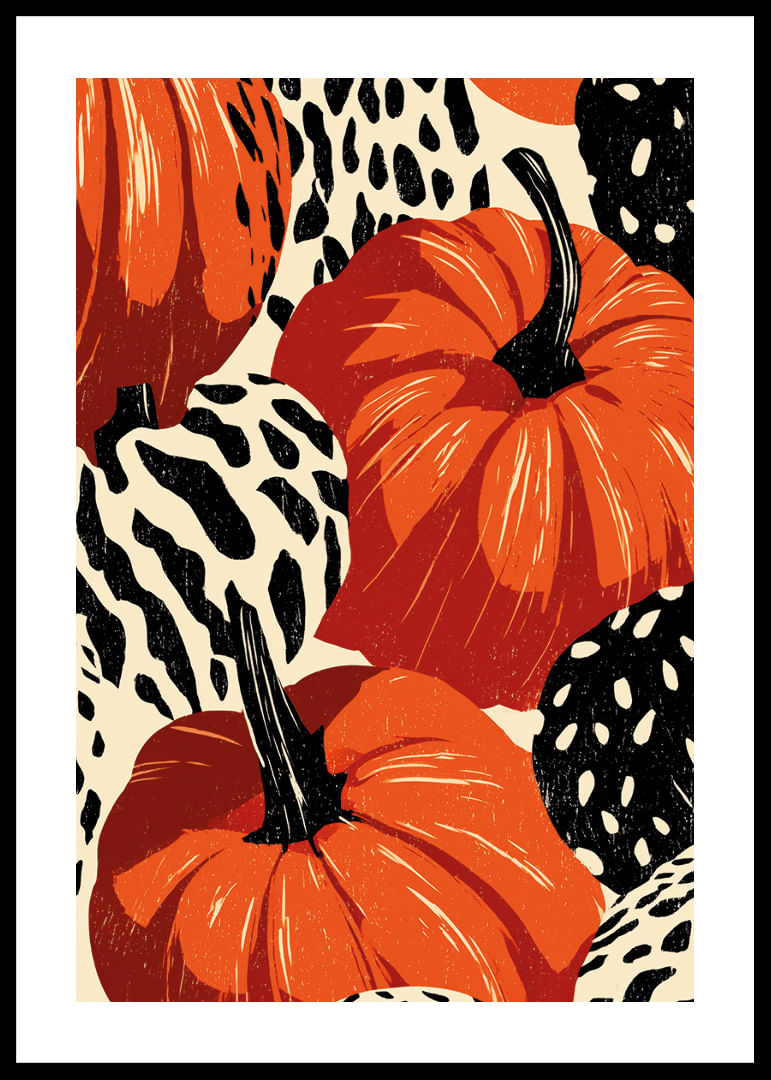 Vivace motivo di zucche e foglie nei colori autunnali.-12