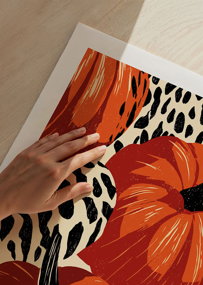 Vivace motivo di zucche e foglie nei colori autunnali.-12