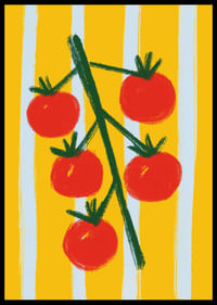 Rametto di pomodoro colorato su sfondo dorato.-2