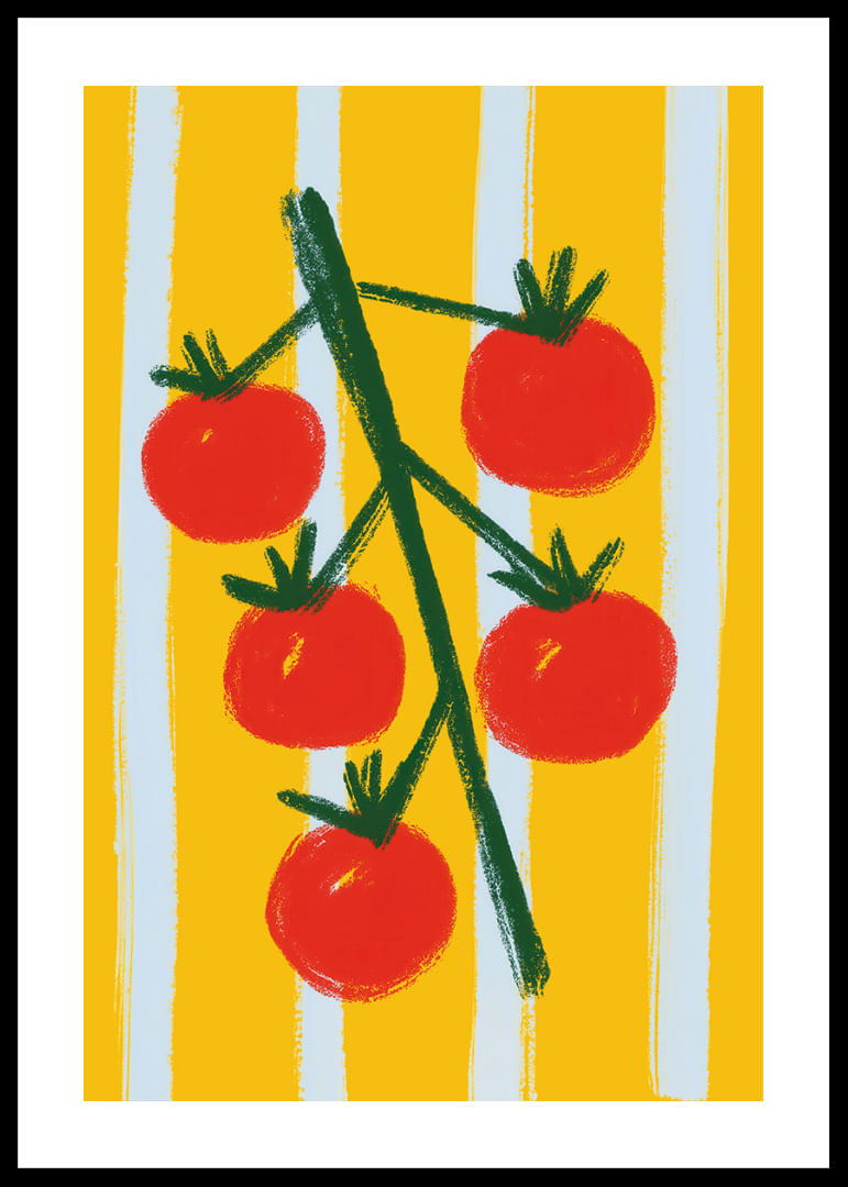 Rametto di pomodoro colorato su sfondo dorato.-12