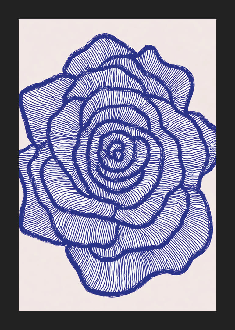 A blue rose meets the eye with elegant lines.-12