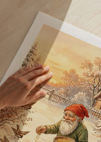 Joulupukki ruokkii lintuja lumipeitteisessä talvimaisemassa-5