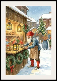 Christmas magic with Santa and toys under snowy sky-2