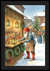 Christmas magic with Santa and toys under snowy sky-4