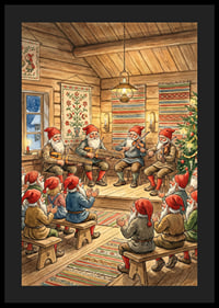 The elves play folk music in a cozy Christmas cottage-4