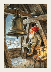 Julemanden våger over den fredelige vinterlandsby-3