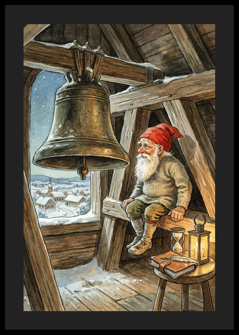 Julemanden våger over den fredelige vinterlandsby-12