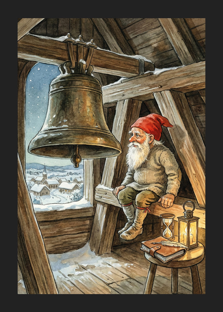 Julemanden våger over den fredelige vinterlandsby-12