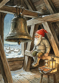 Tomten vakar över den fridfulla vinterbyn-3