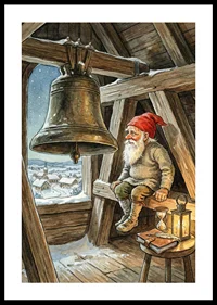 Santa Claus watches over the peaceful winter village-0