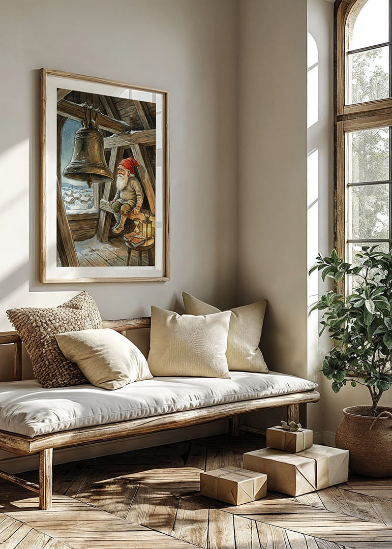 Tomten vakar över den fridfulla vinterbyn-12