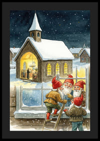 Elfen kijken op een sterrennacht in een gezellige kerk-4