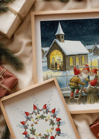 Elfen kijken op een sterrennacht in een gezellige kerk-4