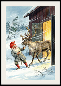 Un elf și un ren în strălucirea aurie a soarelui de iarnă-2