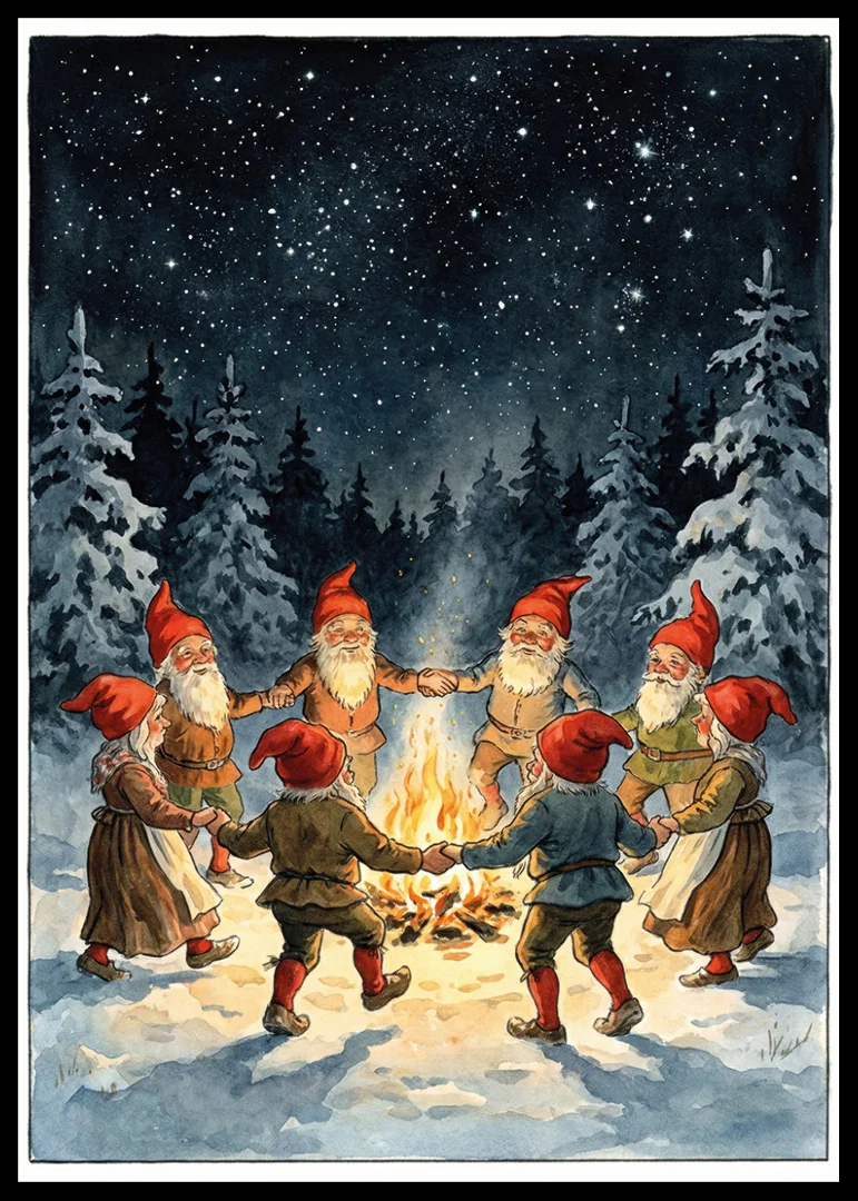 Elves dance in the winter night under the stars-12