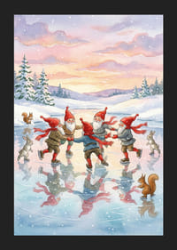 Elfii dansează fericiți pe gheață într-un peisaj de iarnă strălucitor-5