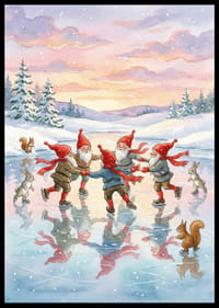 Alver danser lykkelig på isen i et skimrende vinterlandskap-2