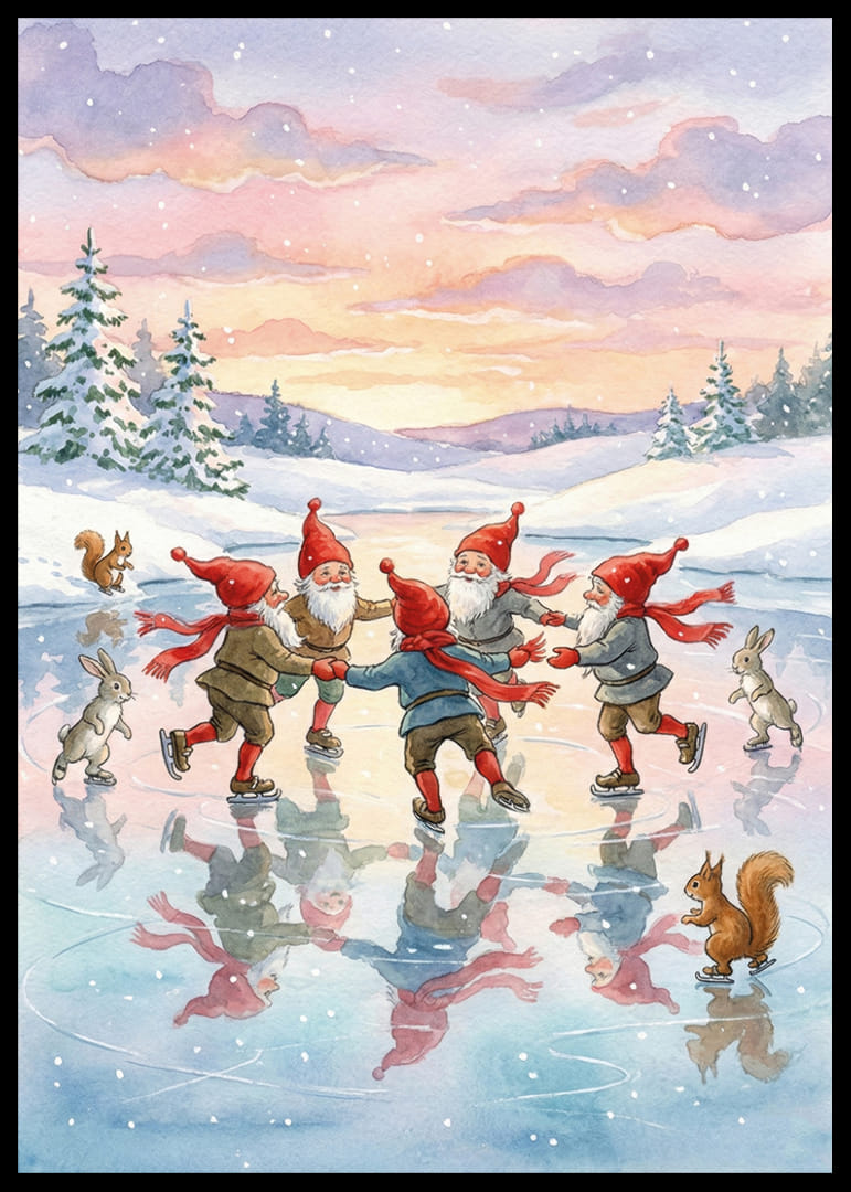 Alver danser lykkelig på isen i et skimrende vinterlandskap-12