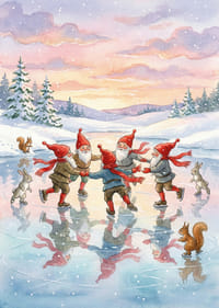 Alver danser lykkelig på isen i et skimrende vinterlandskap-3