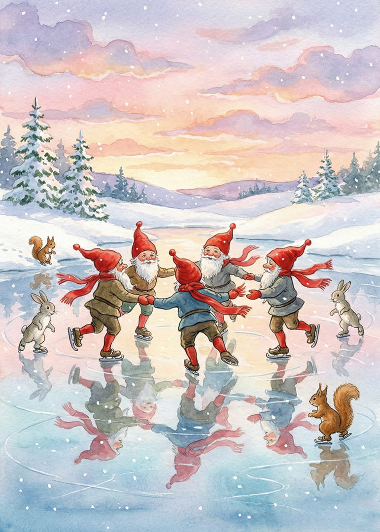 Alver danser lykkelig på isen i et skimrende vinterlandskap-12