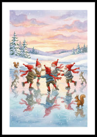 Alver danser lykkelig på isen i et skimrende vinterlandskap-0