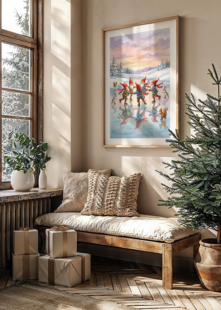 Alver danser lykkelig på isen i et skimrende vinterlandskap-12