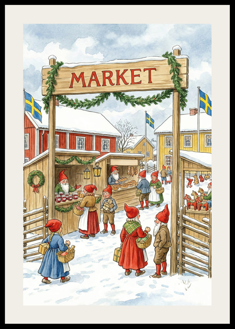 Scène de marché magique avec la joie de l'hiver et des elfes-12