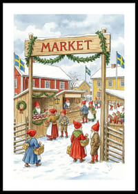 Magisch markttafereel met wintervreugde en elfen-0