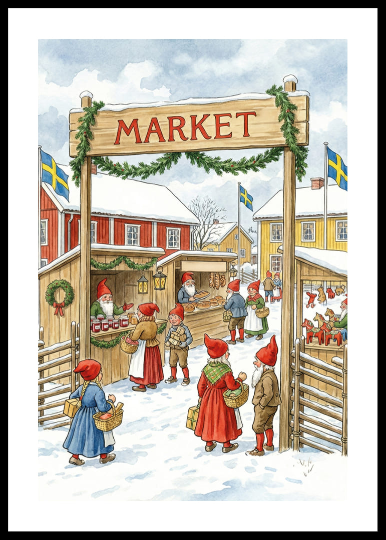 Magisch markttafereel met wintervreugde en elfen-12