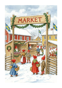 Magisch markttafereel met wintervreugde en elfen-1