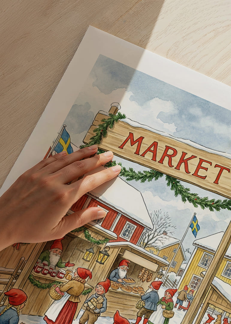 Magisch markttafereel met wintervreugde en elfen-12