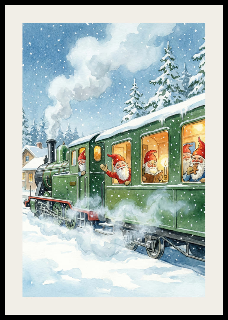 Elfen op een trein in een winterlandschap betoveren-12