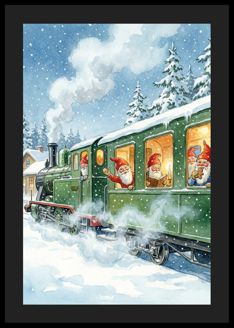 Elfen op een trein in een winterlandschap betoveren-12