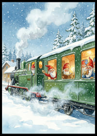 Alver på et tog i et vinterlandskap fortryller-2